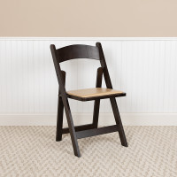 Flash Furniture XF-2903-CHOC-WOOD-GG HERCULES Series Chocolate Wood Folding Chair with Vinyl Padded Seat